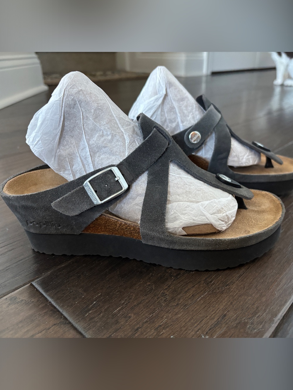 Birkenstock Suede Thong Platform Sandals stone grey 37
